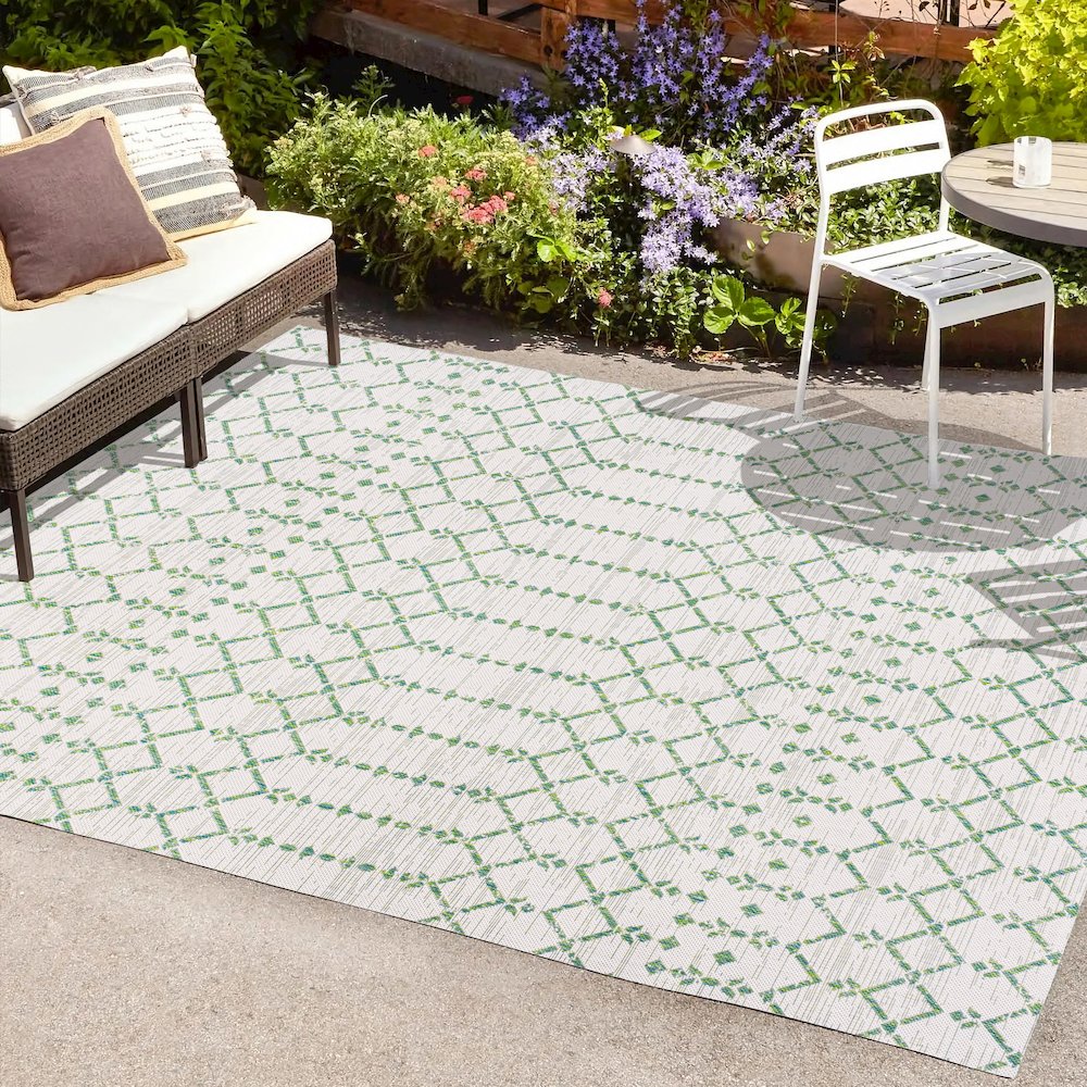 Ourika Moroccan Geometric Textured Weave Indoor/Outdoor Area Rug. Picture 6