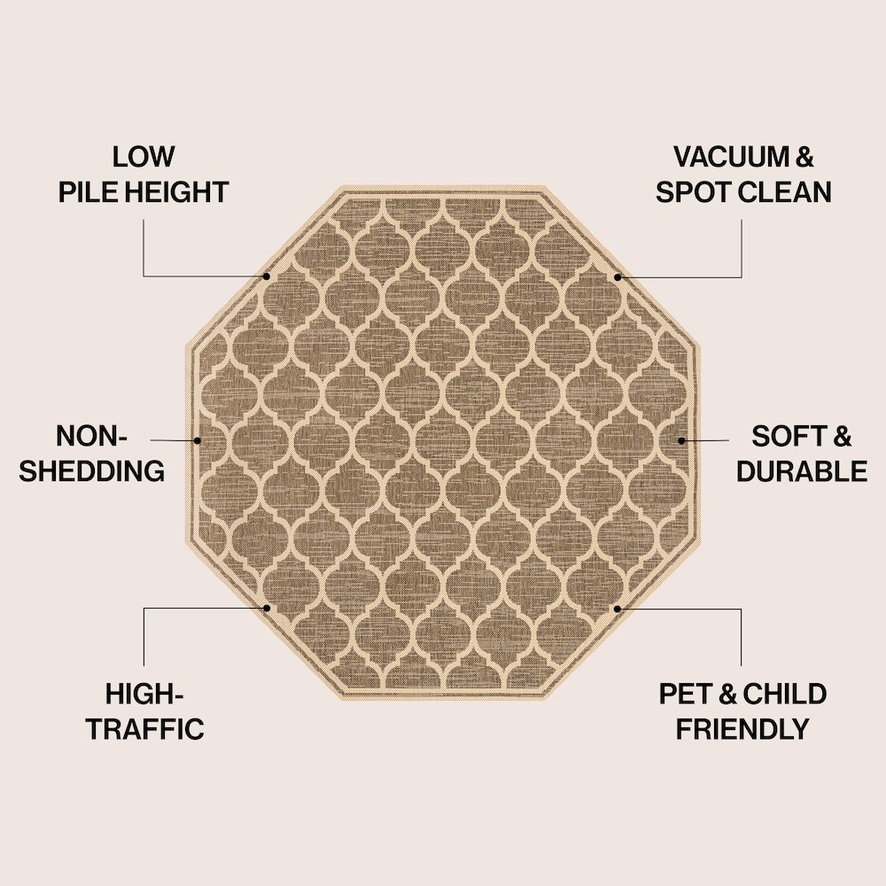Trebol Moroccan Trellis Textured Weave Brown/Beige Indoor/Outdoor Area Rug. Picture 4