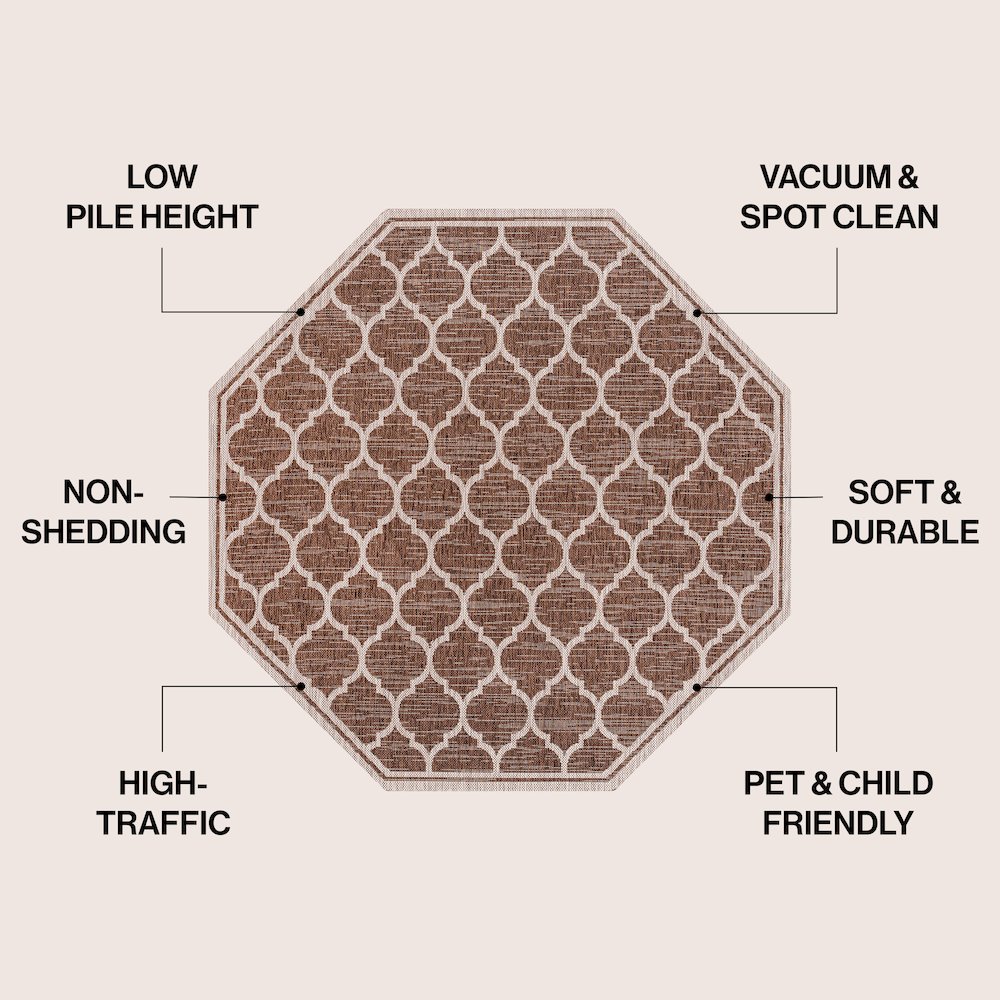 Trebol Moroccan Trellis Textured Weave Brown/Beige Indoor/Outdoor Area Rug. Picture 4