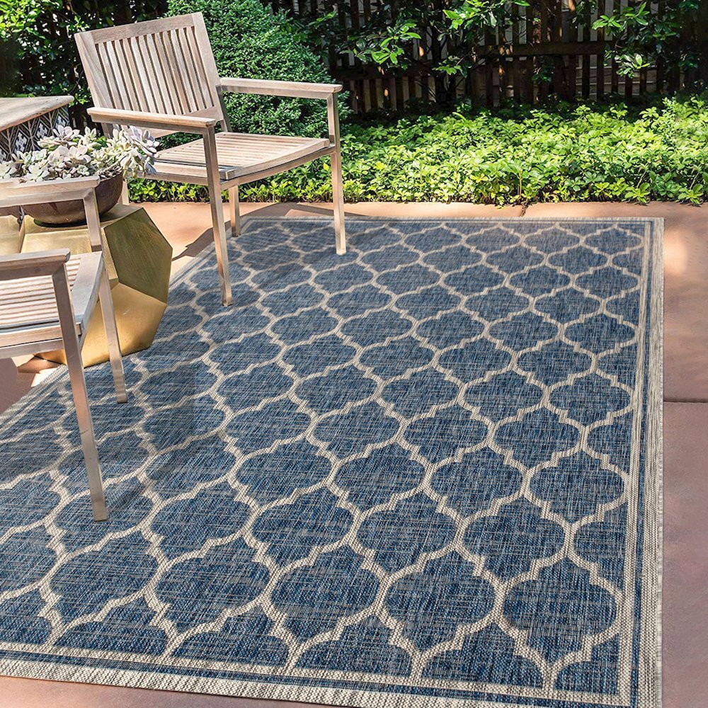 Trebol Moroccan Trellis Textured Weave Indoor/Outdoor Area Rug. Picture 5