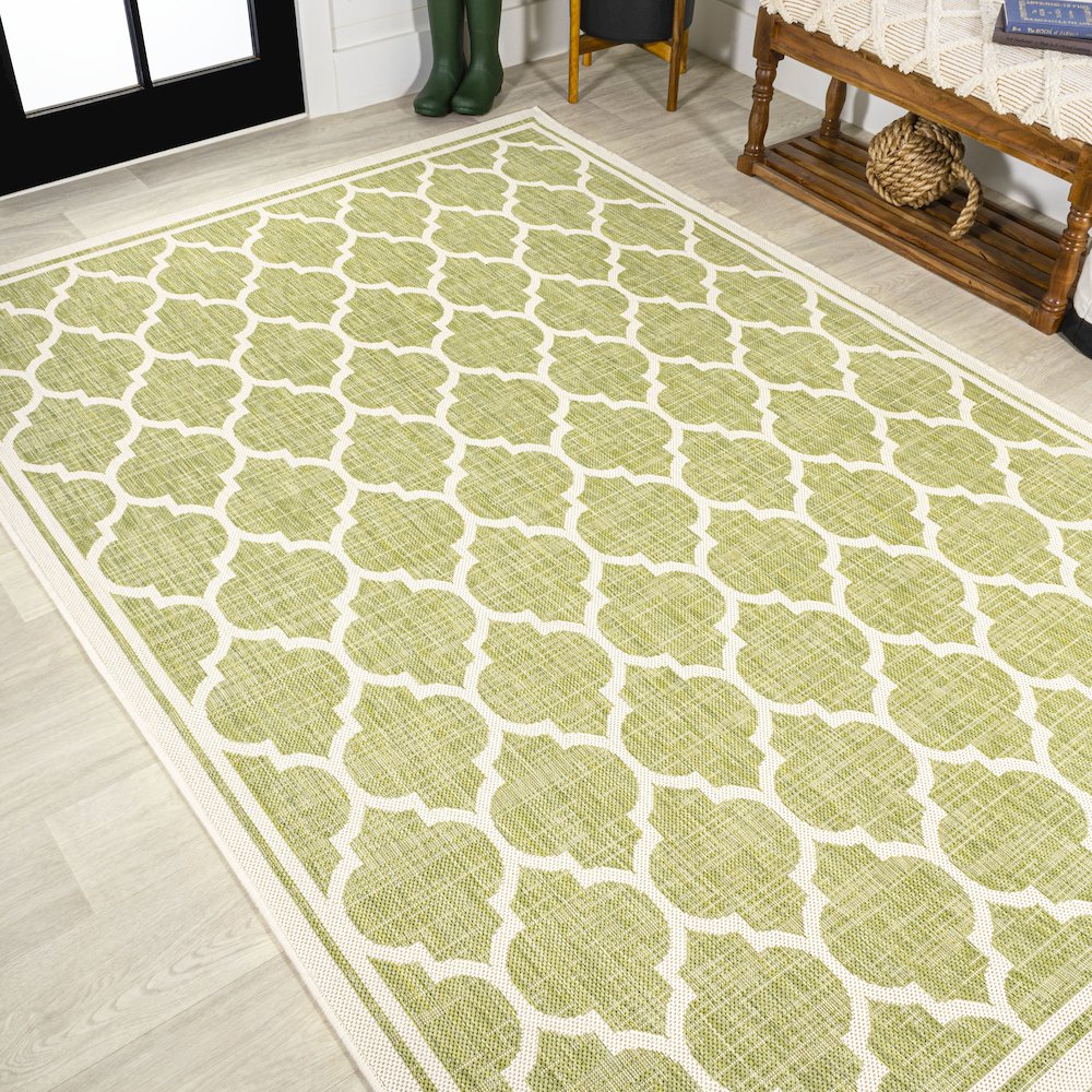 Trebol Moroccan Trellis Textured Weave Indoor/Outdoor Area Rug. Picture 4