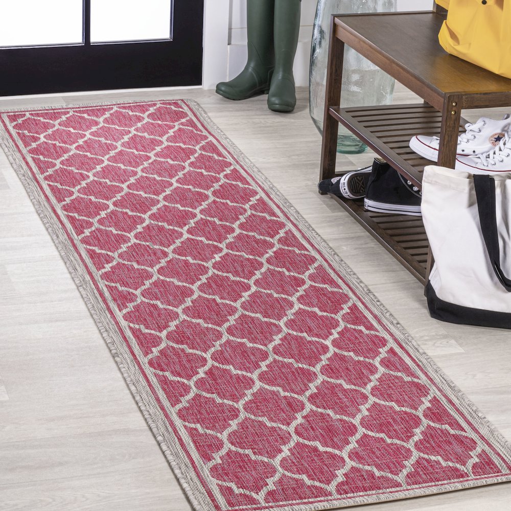 Trebol Moroccan Trellis Textured Weave Indoor/Outdoor Area Rug. Picture 2