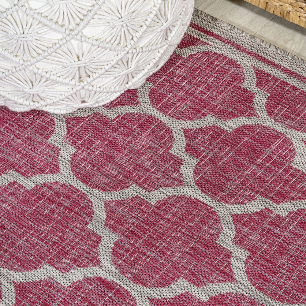 Trebol Moroccan Trellis Textured Weave Indoor/Outdoor Area Rug. Picture 4