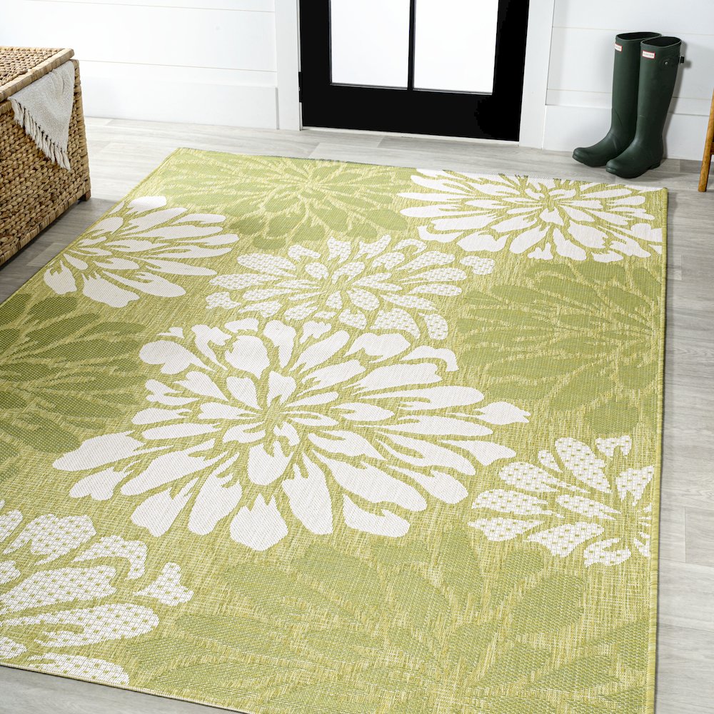 Zinnia Modern Floral Textured Weave Indoor/Outdoor Area Rug. Picture 2