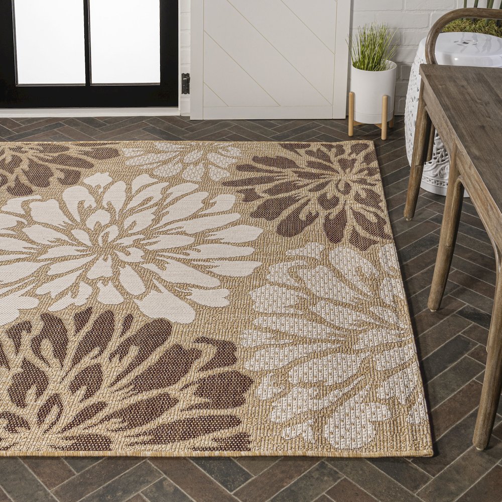 Zinnia Modern Floral Textured Weave Indoor/Outdoor Area Rug. Picture 7