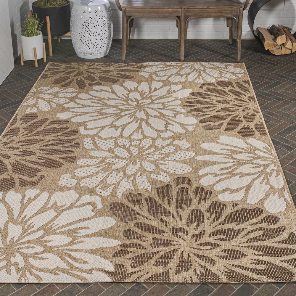 Zinnia Modern Floral Textured Weave Indoor/Outdoor Area Rug. Picture 8