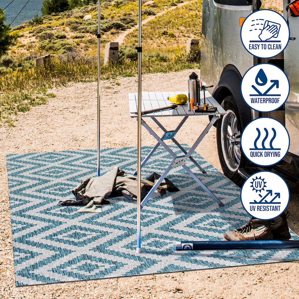 Sintra Diamond Tribal Indoor/Outdoor Area Rug. Picture 9