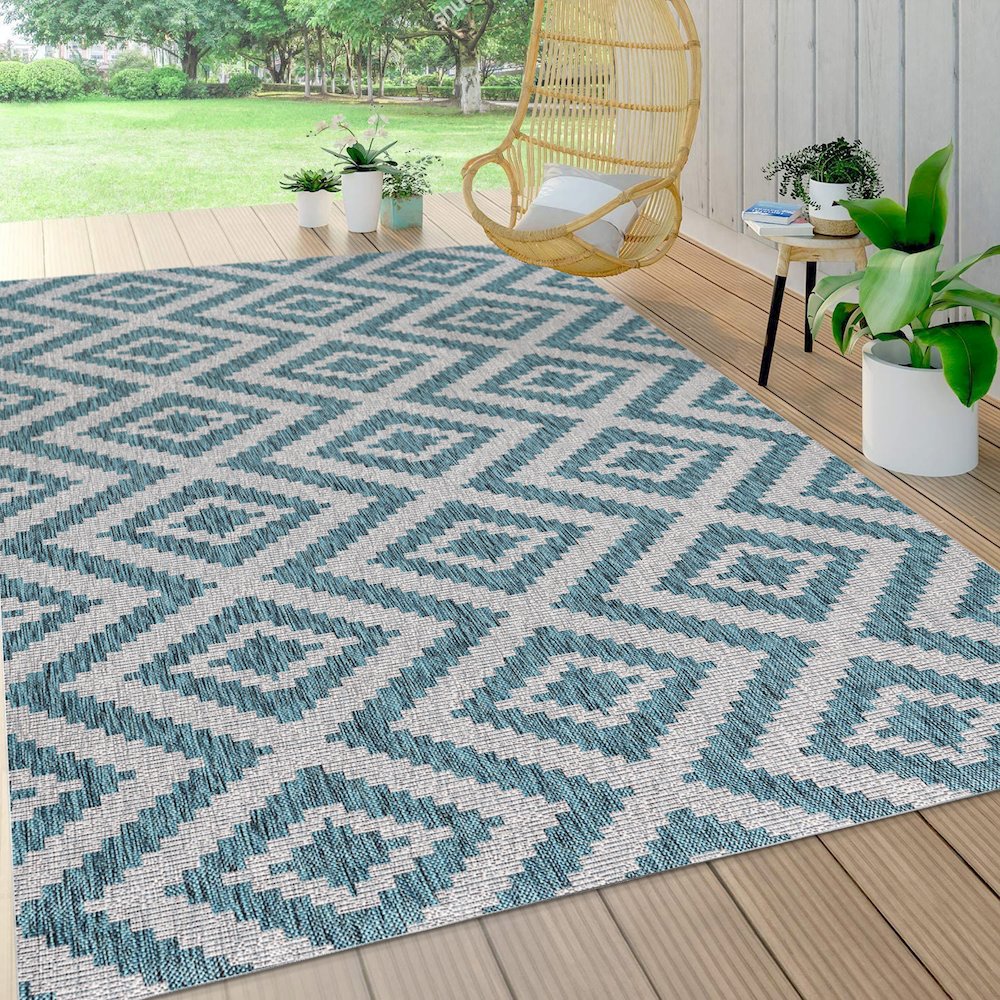 Sintra Diamond Tribal Indoor/Outdoor Area Rug. Picture 5