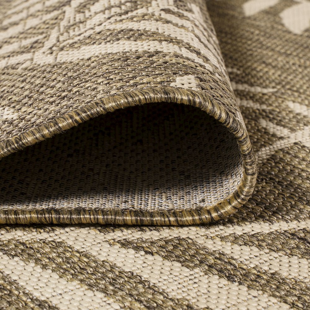 Nevis Palm Frond Brown/Beige 8' Octagon Indoor/Outdoor Area Rug. Picture 5
