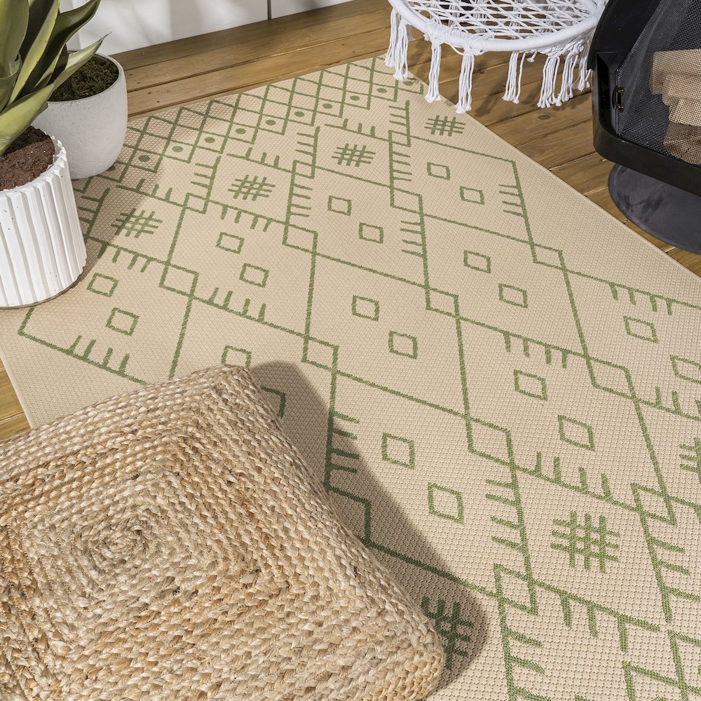 Boho Moroccan Indoor/Outdoor Area Rug. Picture 8