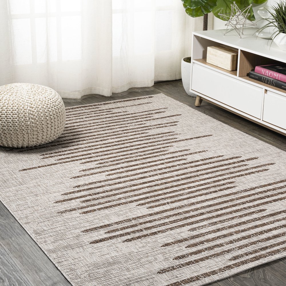 Zolak Berber Stripe Geometric Indoor/Outdoor Area Rug. Picture 2