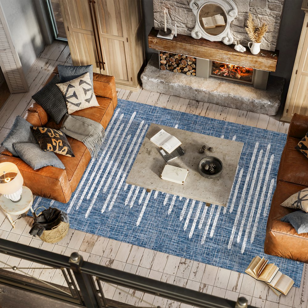 Zolak Berber Stripe Geometric Indoor/Outdoor Area Rug. Picture 5