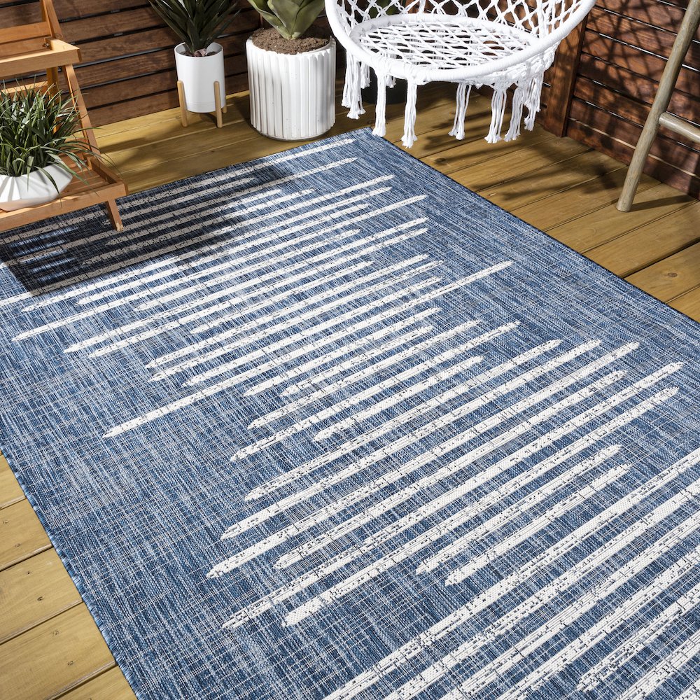 Zolak Berber Stripe Geometric Indoor/Outdoor Area Rug. Picture 9