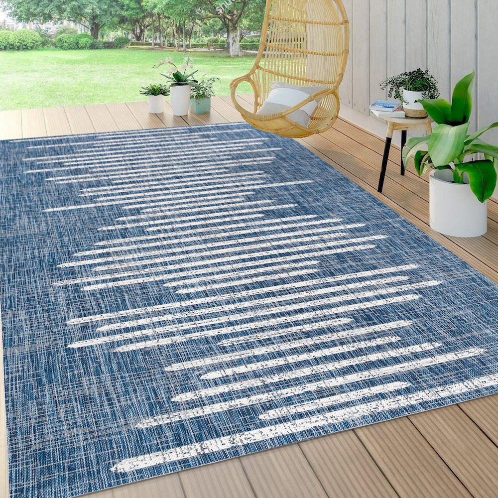 Zolak Berber Stripe Geometric Indoor/Outdoor Area Rug. Picture 6