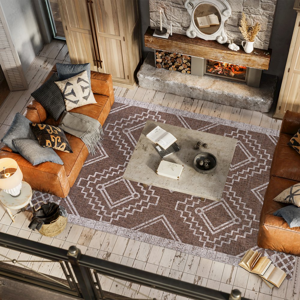 Marokko Diamond Tribal Medallion Indoor/Outdoor Area Rug. Picture 5