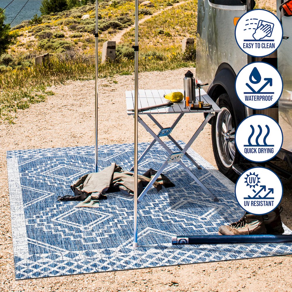 Marokko Diamond Tribal Medallion Indoor/Outdoor Area Rug. Picture 10