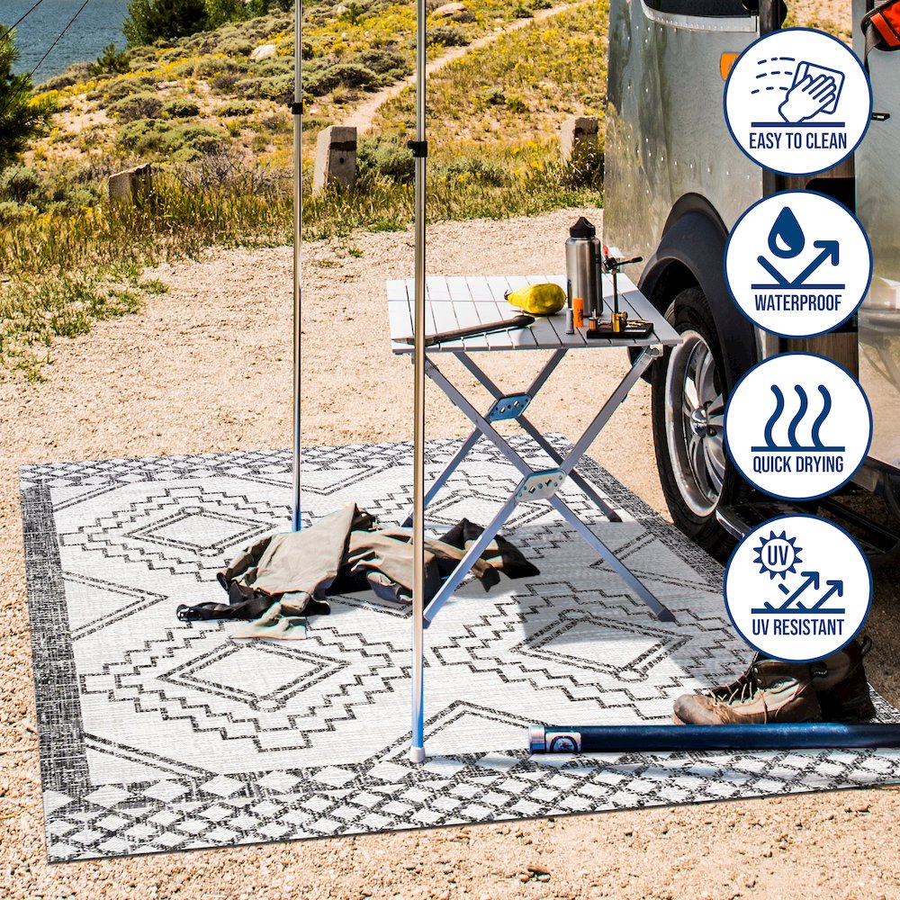 Marokko Diamond Tribal Medallion Indoor/Outdoor Area Rug. Picture 10