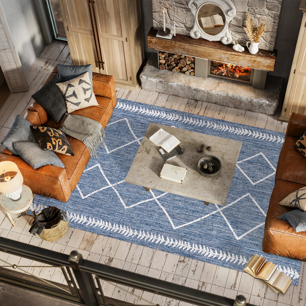 Derya Tribal Diamond Trellis Indoor/Outdoor Area Rug. Picture 5