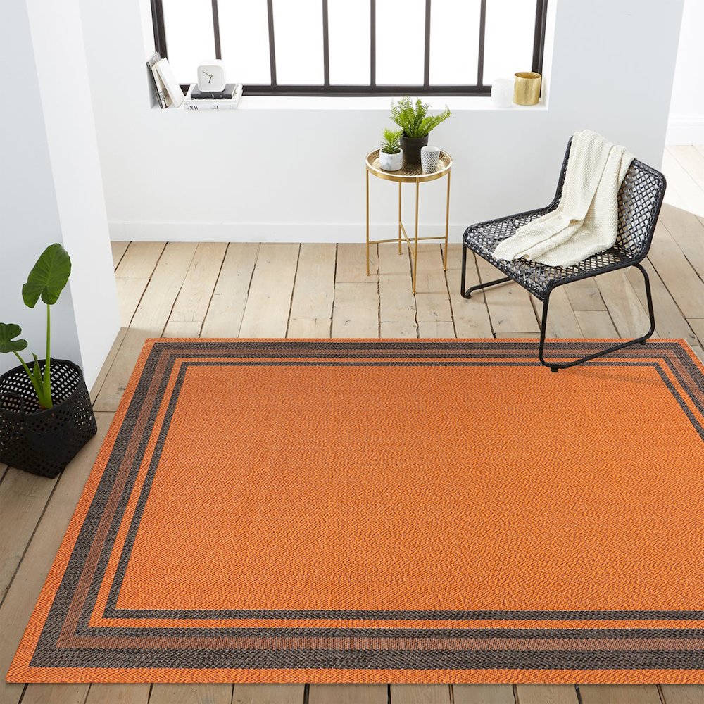 James Modern Border Stripe Indoor/Outdoor Area Rug. Picture 14