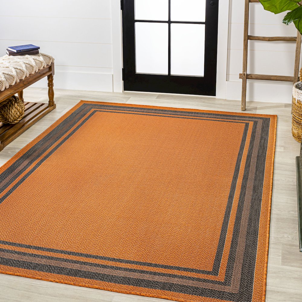 James Modern Border Stripe Indoor/Outdoor Area Rug. Picture 2