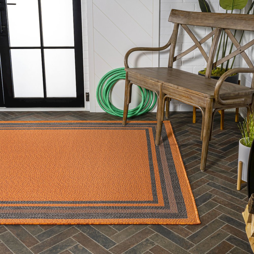 James Modern Border Stripe Indoor/Outdoor Area Rug. Picture 7