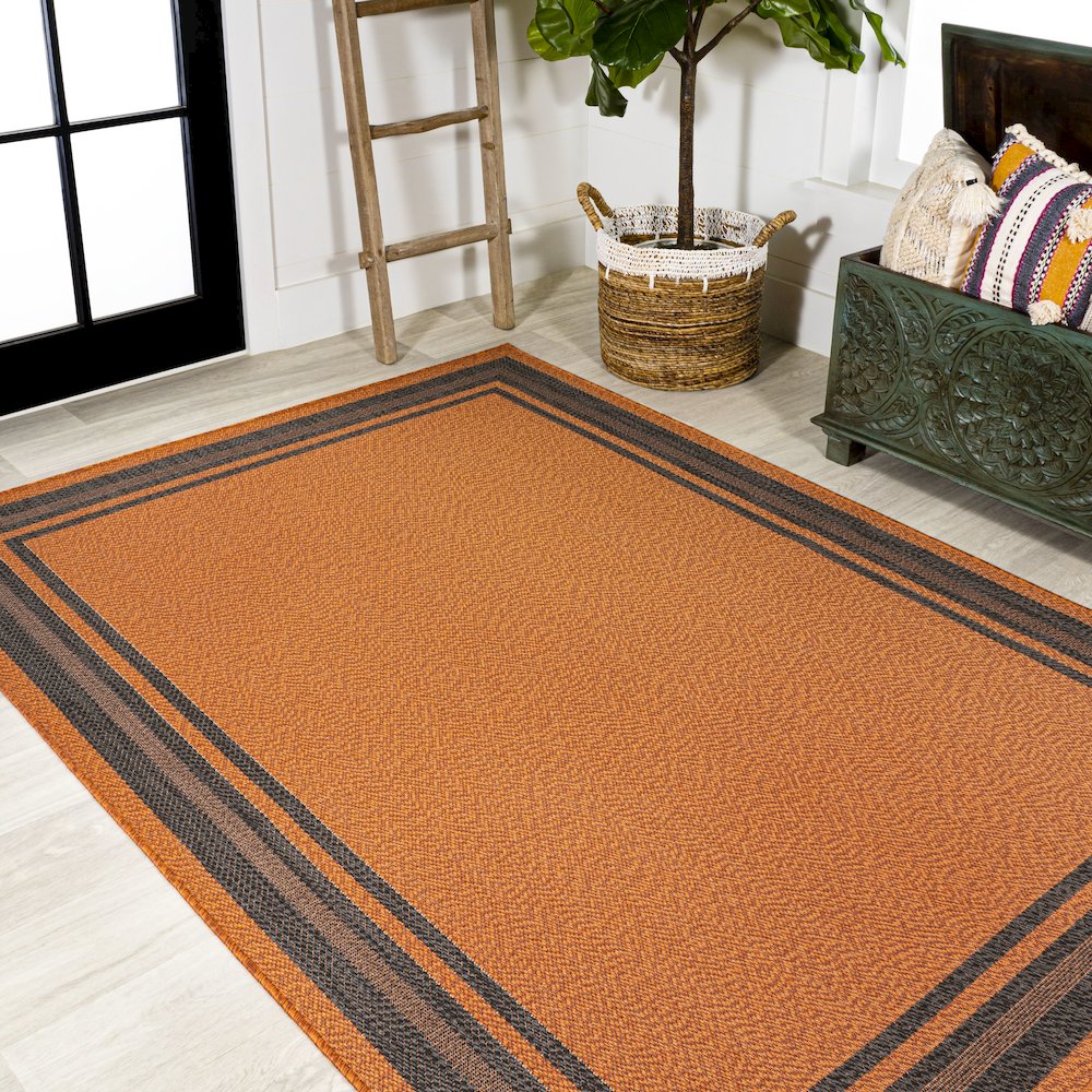 James Modern Border Stripe Indoor/Outdoor Area Rug. Picture 4