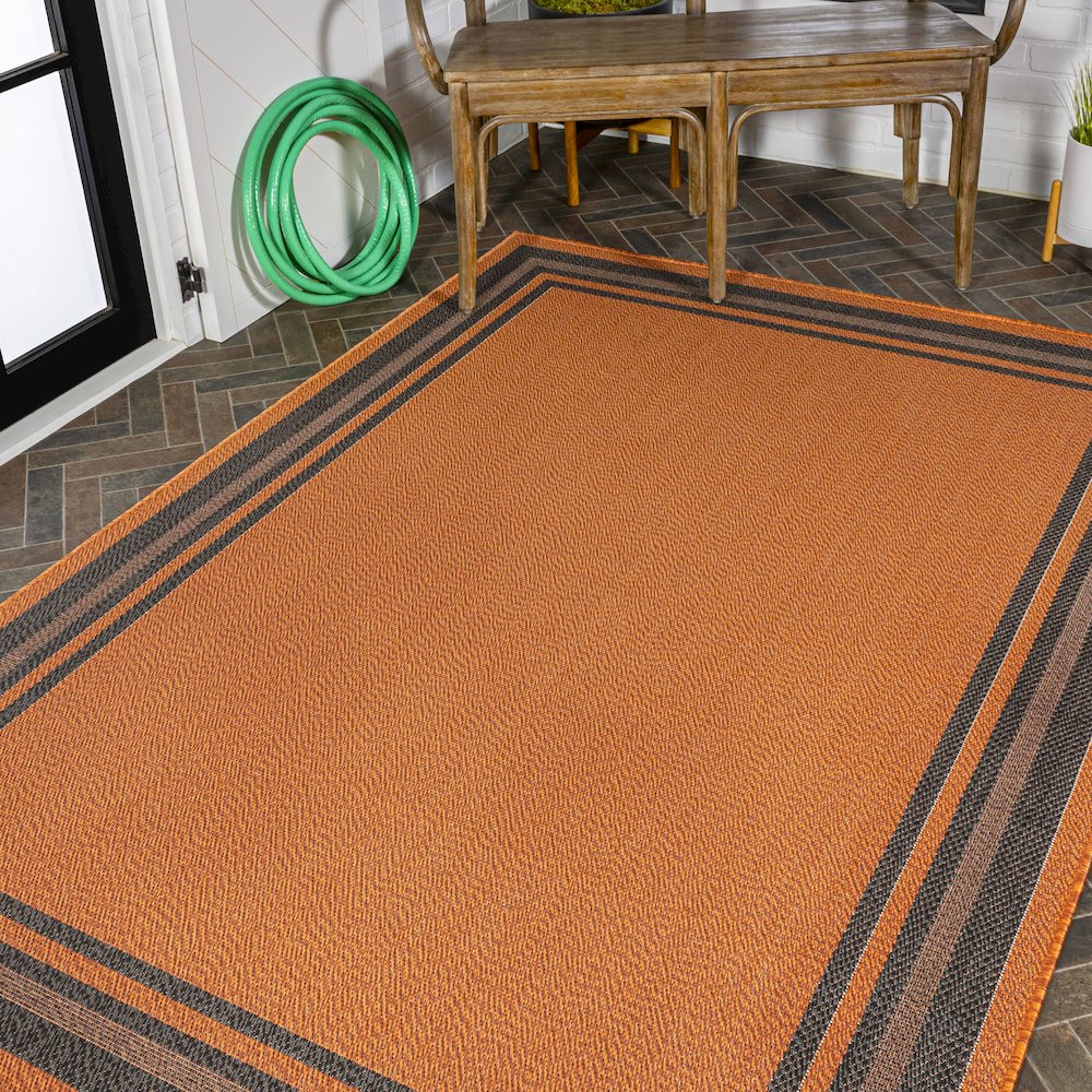 James Modern Border Stripe Indoor/Outdoor Area Rug. Picture 8