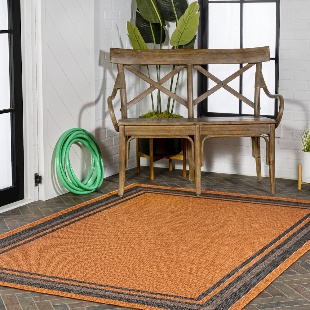 James Modern Border Stripe Indoor/Outdoor Area Rug. Picture 9
