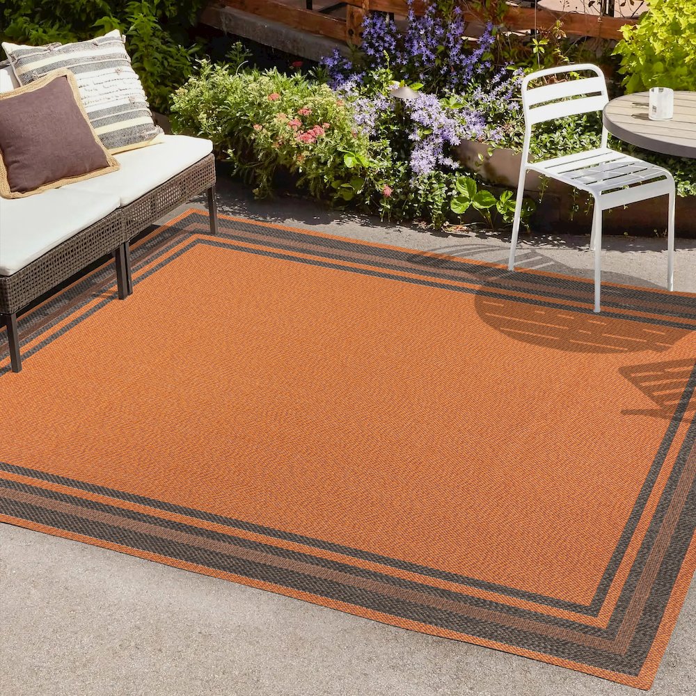 James Modern Border Stripe Indoor/Outdoor Area Rug. Picture 6