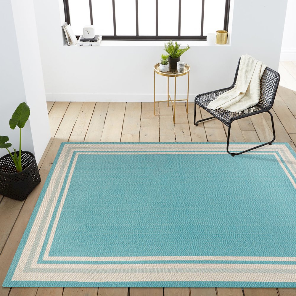 James Modern Border Stripe Indoor/Outdoor Area Rug. Picture 14