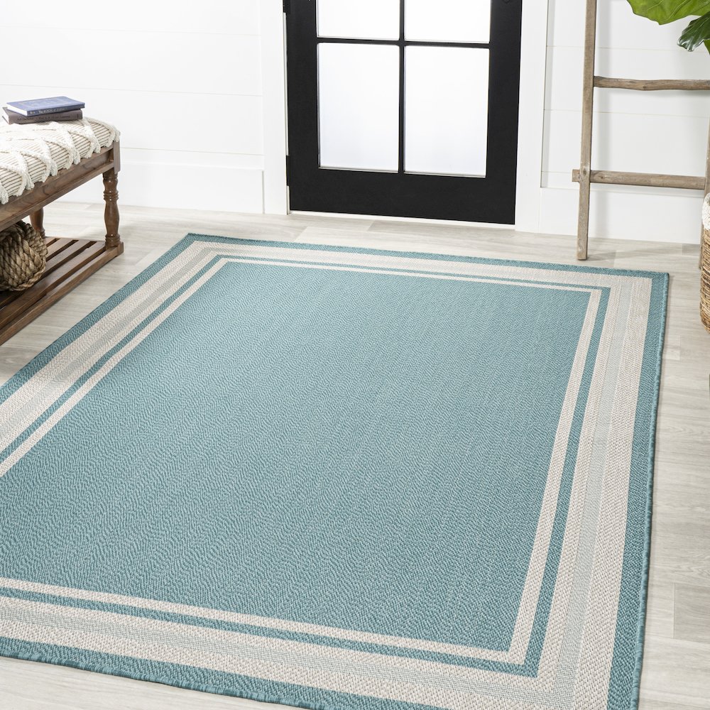 James Modern Border Stripe Indoor/Outdoor Area Rug. Picture 2