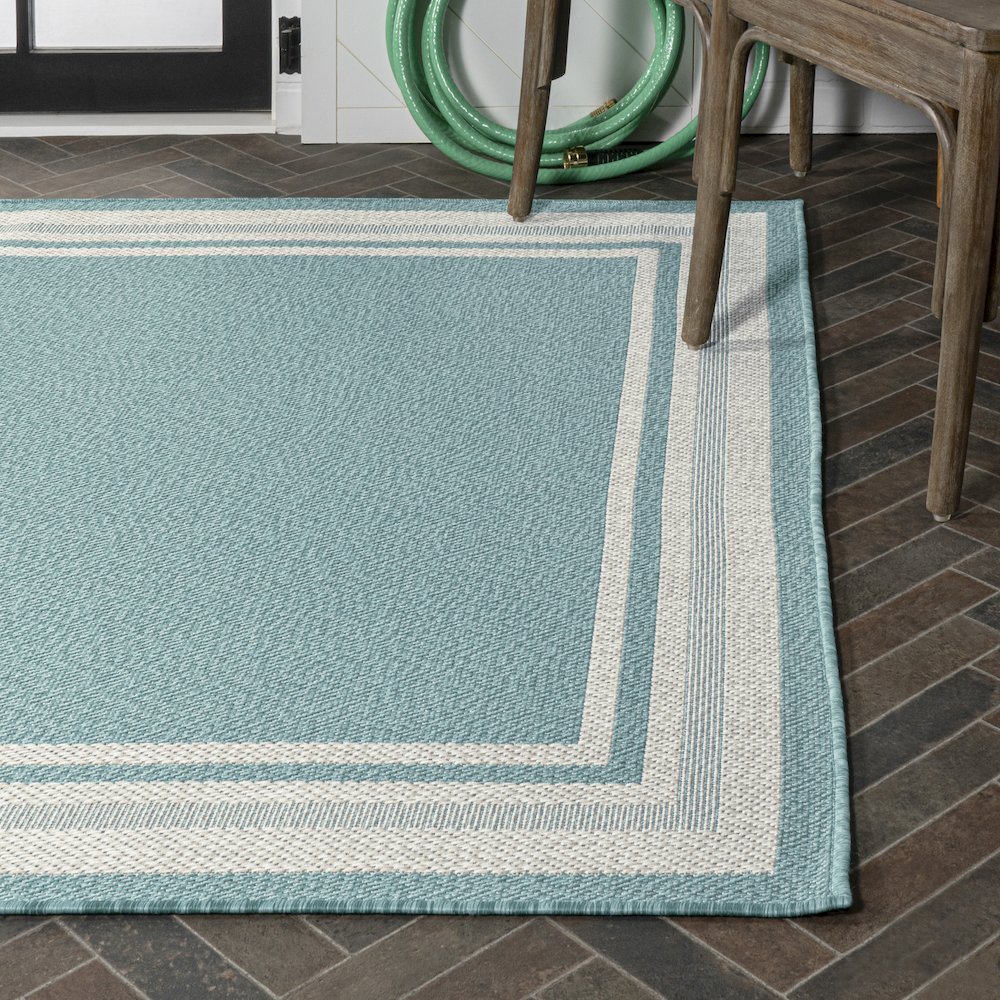 James Modern Border Stripe Indoor/Outdoor Area Rug. Picture 7