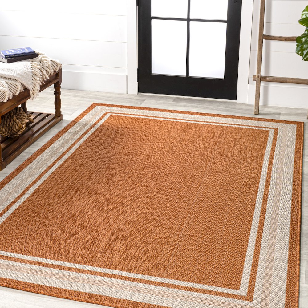 James Modern Border Stripe Indoor/Outdoor Area Rug. Picture 2