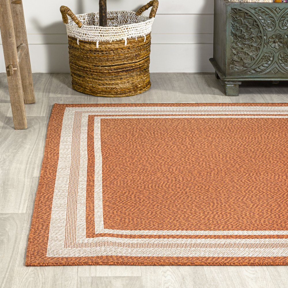 James Modern Border Stripe Indoor/Outdoor Area Rug. Picture 3