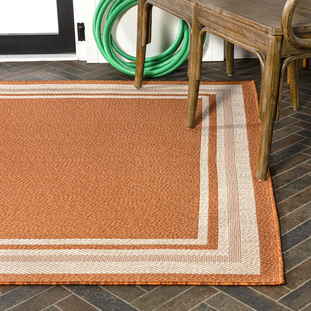 James Modern Border Stripe Indoor/Outdoor Area Rug. Picture 7