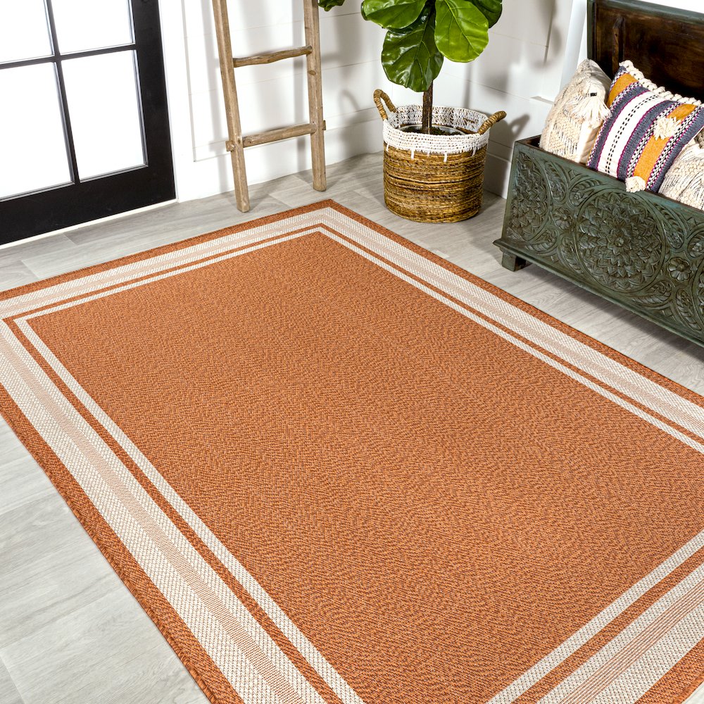 James Modern Border Stripe Indoor/Outdoor Area Rug. Picture 4
