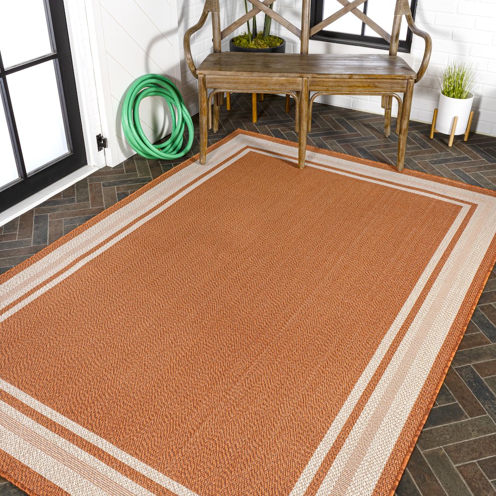 James Modern Border Stripe Indoor/Outdoor Area Rug. Picture 8