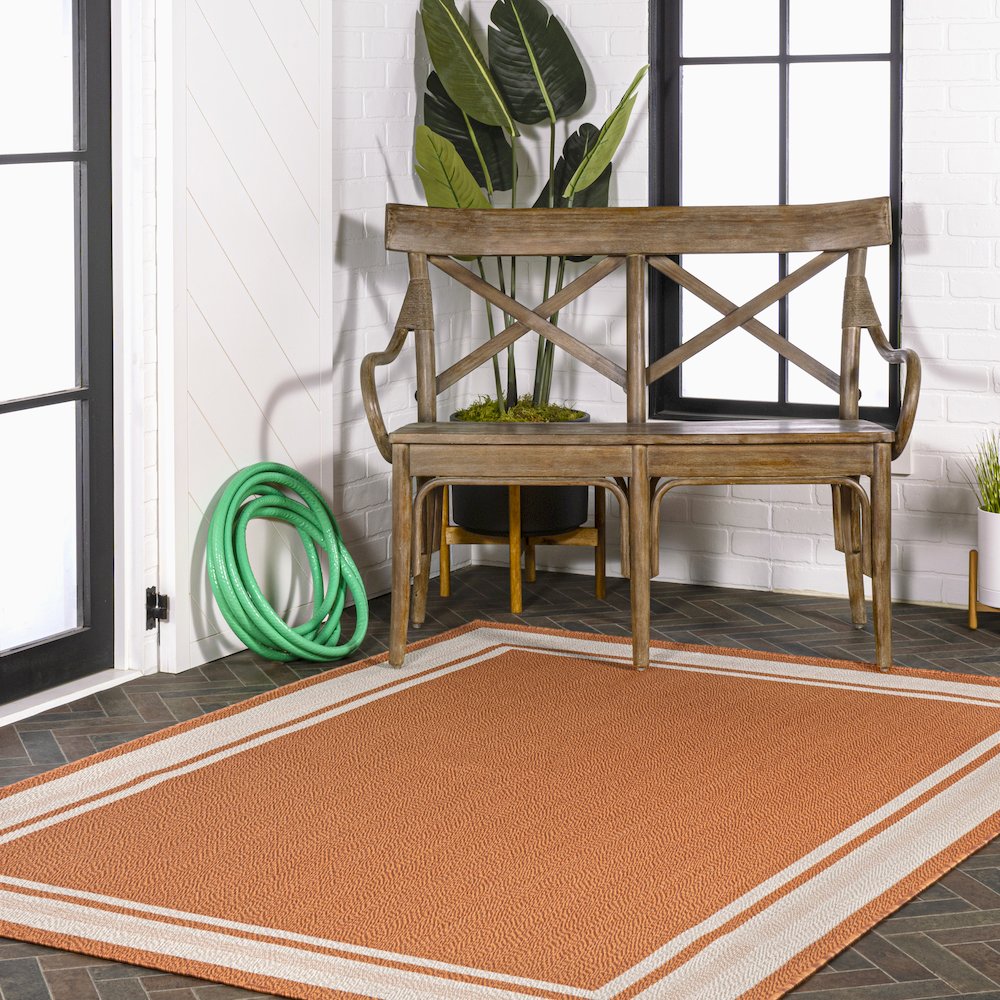 James Modern Border Stripe Indoor/Outdoor Area Rug. Picture 9