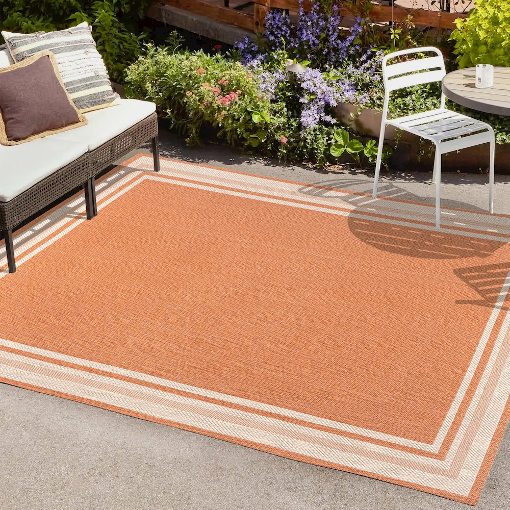 James Modern Border Stripe Indoor/Outdoor Area Rug. Picture 6