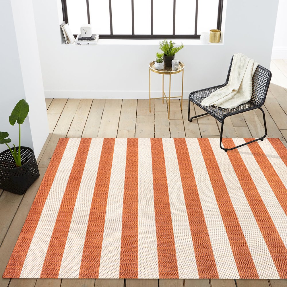 Negril Two Tone Wide Stripe Indoor/Outdoor Area Rug. Picture 14