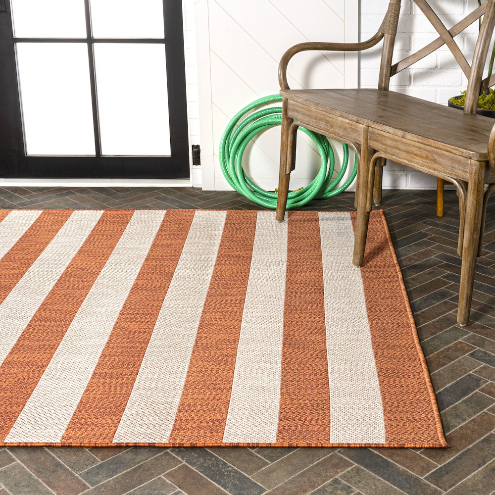 Negril Two Tone Wide Stripe Indoor/Outdoor Area Rug. Picture 7