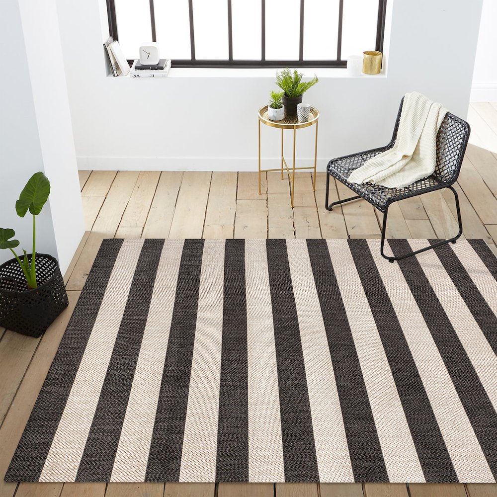 Negril Two Tone Wide Stripe Indoor/Outdoor Area Rug. Picture 14