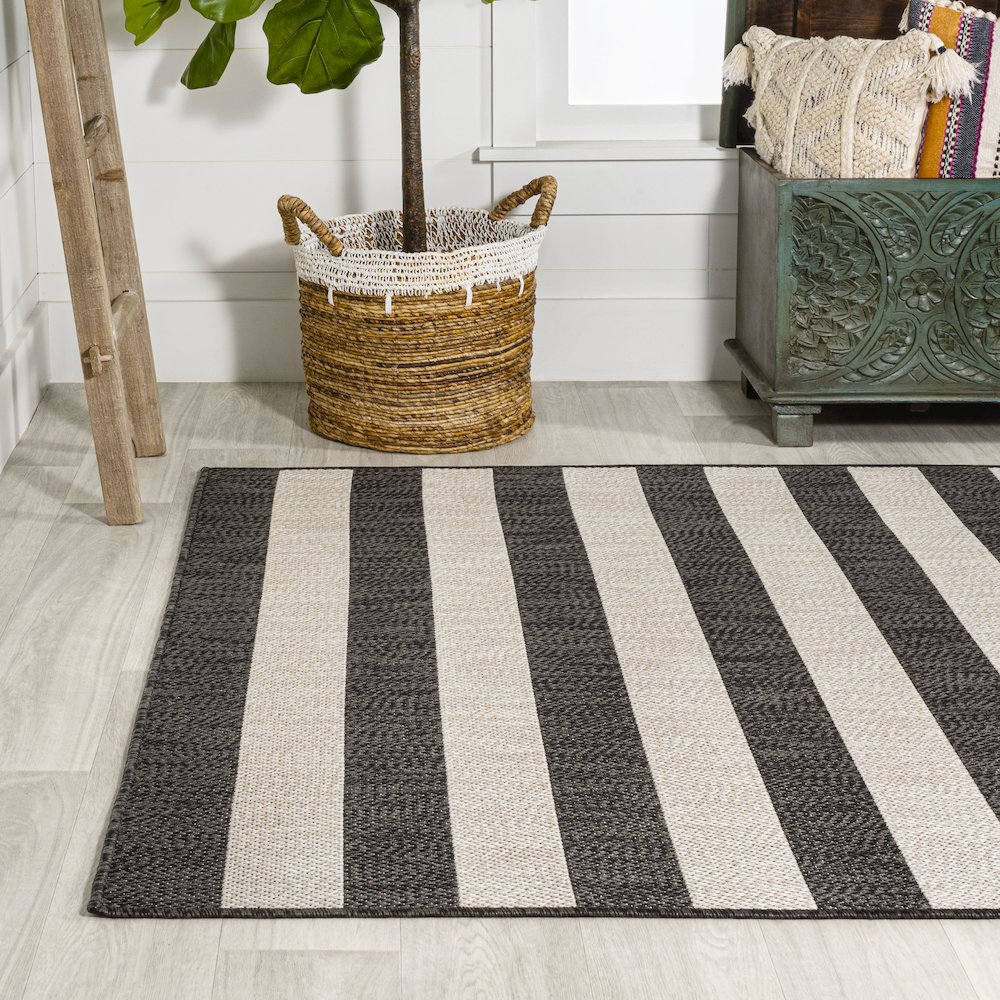 Negril Two Tone Wide Stripe Indoor/Outdoor Area Rug. Picture 3