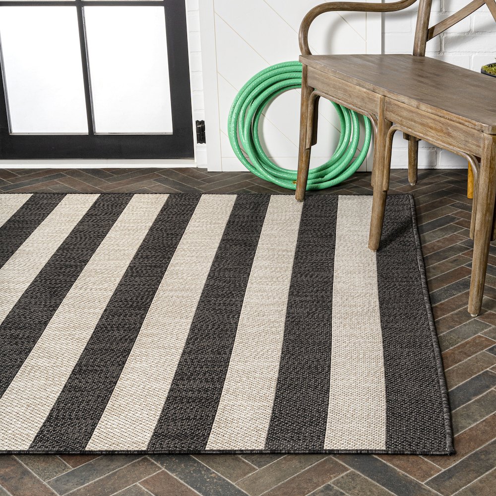 Negril Two Tone Wide Stripe Indoor/Outdoor Area Rug. Picture 7