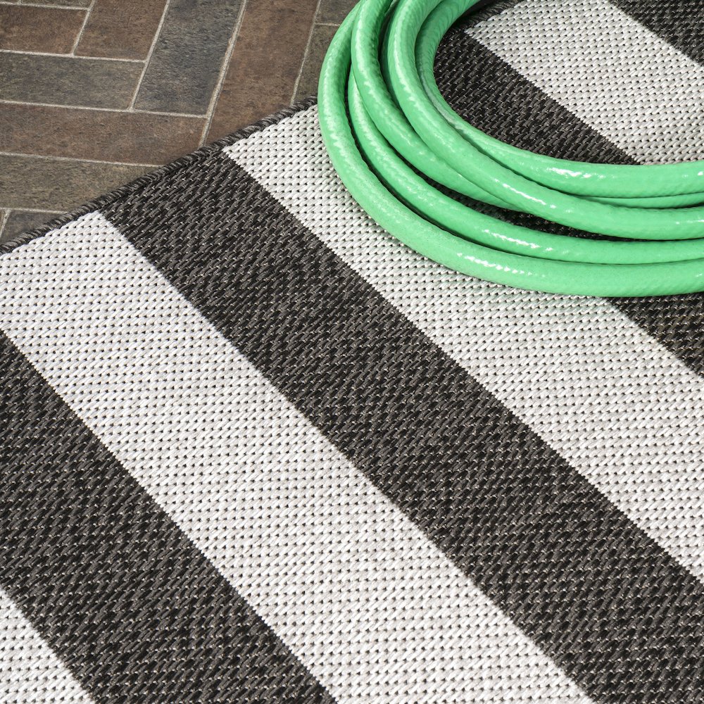 Negril Two Tone Wide Stripe Indoor/Outdoor Area Rug. Picture 11