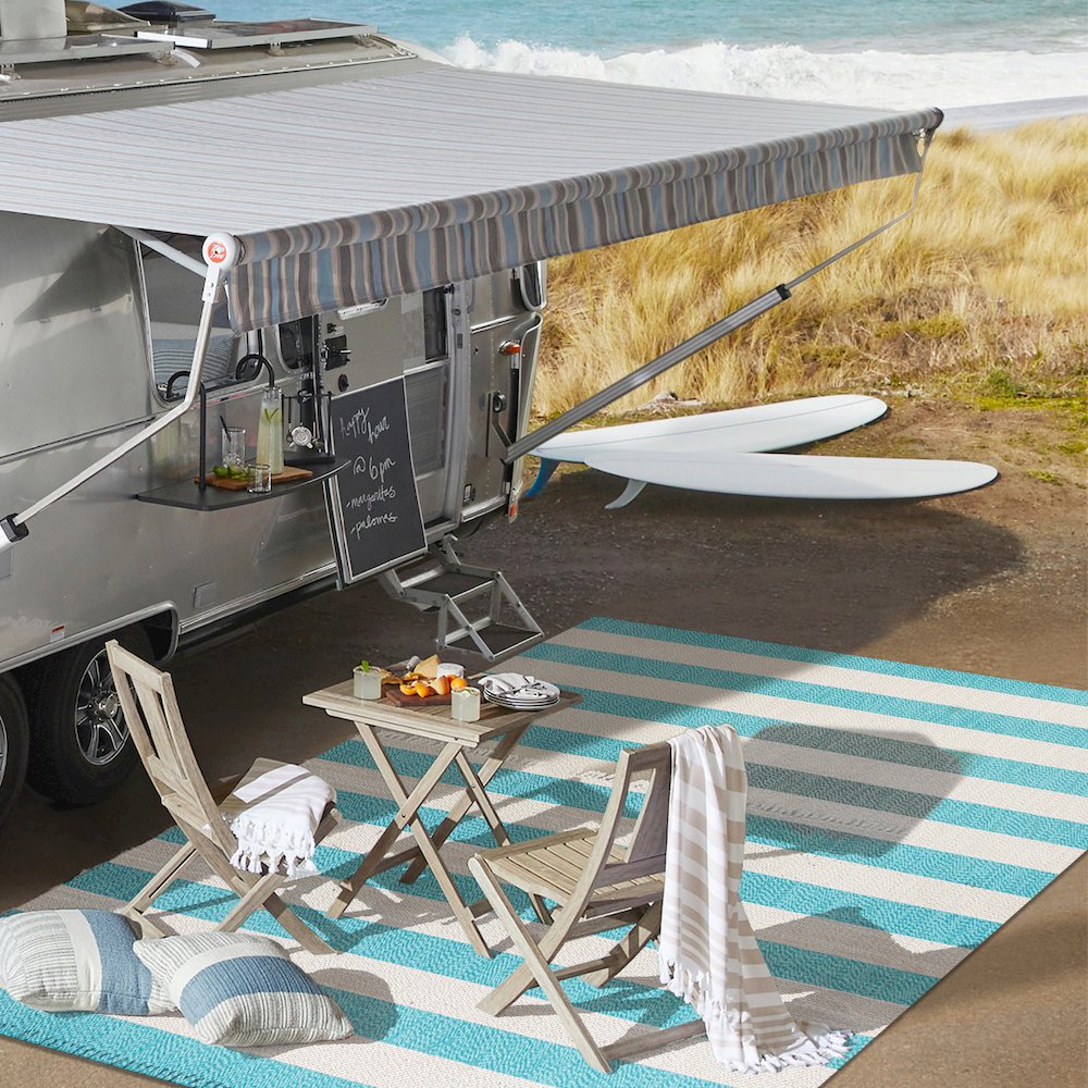 Negril Two Tone Wide Stripe Indoor/Outdoor Area Rug. Picture 14