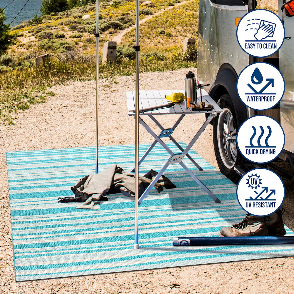 Castara Wavy Stripe Modern Indoor/Outdoor Area Rug. Picture 15