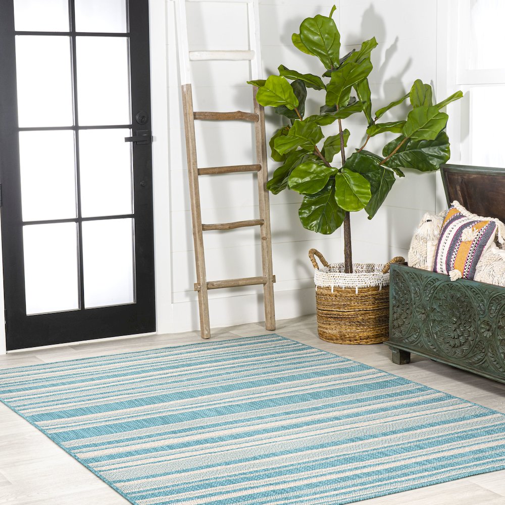 Castara Wavy Stripe Modern Indoor/Outdoor Area Rug. Picture 5