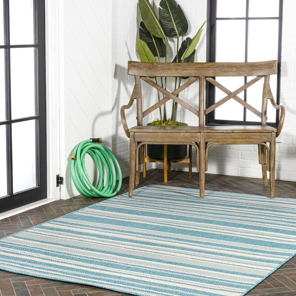 Castara Wavy Stripe Modern Indoor/Outdoor Area Rug. Picture 9