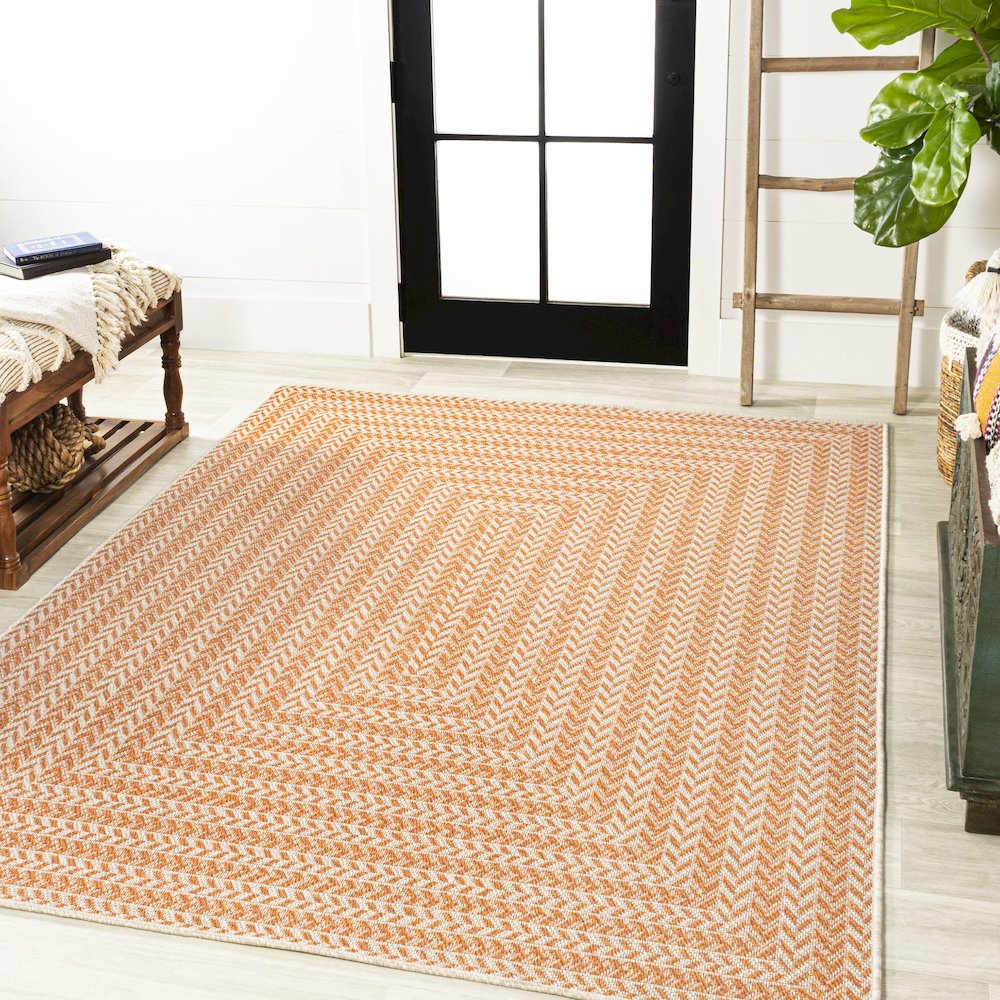 Chevron Modern Concentric Squares Indoor/Outdoor Area Rug. Picture 2